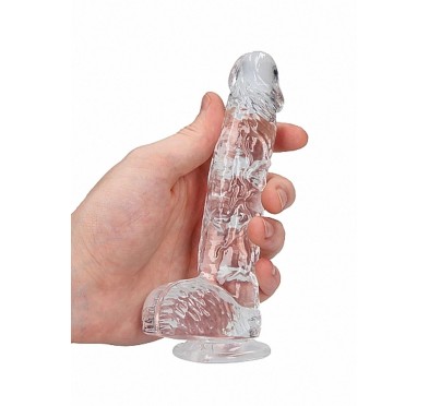 Mały przezroczysty penis dildo z przyssawką 17 cm